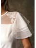 Illusion Neck Ivory Lace Tulle Party Dress